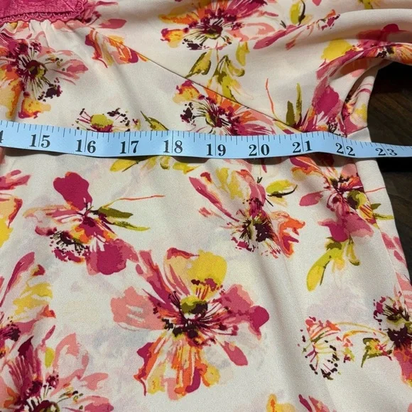 The Pioneer Woman Laced Square Neck Flutter Sleeve Floral Pink Blouse size 2X - Picture 6 of 6